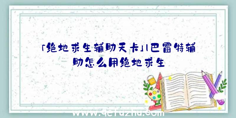 「绝地求生辅助天卡」|巴雷特辅助怎么用绝地求生